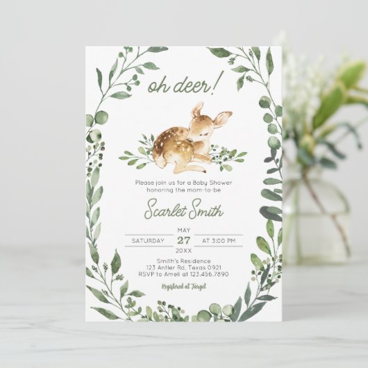 Oh Deer Baby shower Kaart (Staand voorkant)