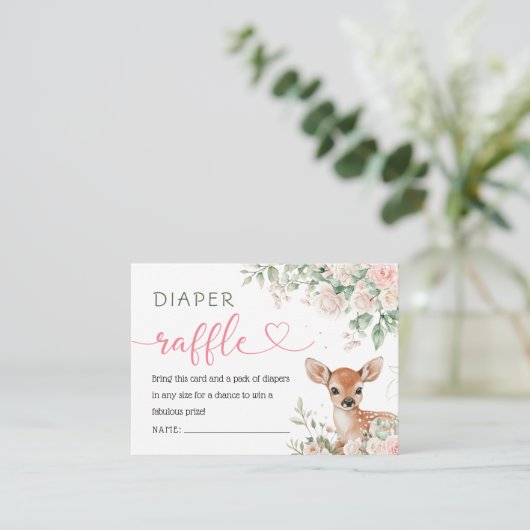 Oh Deer Baby shower Luier Raffle Informatiekaartje (Staand voorkant)
