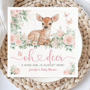 Oh Deer Baby Shower Meisje Roze Papieren Servet