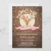 Oh Deer baby shower nodigt Woodland Antler Wood ui Kaart (Voorkant)