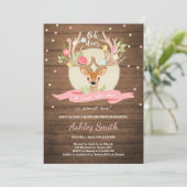 Oh Deer baby shower nodigt Woodland Antler Wood ui Kaart (Staand voorkant)