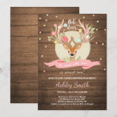 Oh Deer baby shower nodigt Woodland Antler Wood ui Kaart (Voorkant / Achterkant)