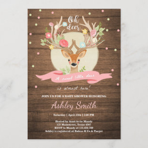 Oh Deer baby shower nodigt Woodland Antler Wood ui Kaart