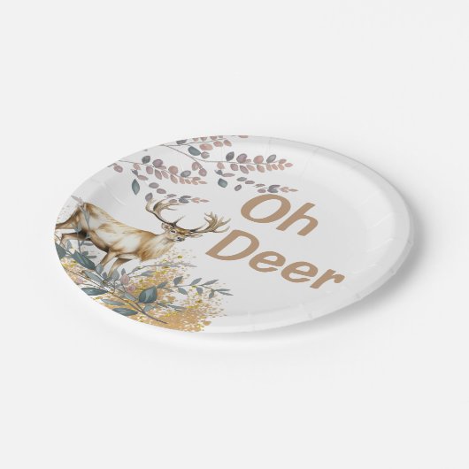 Oh Deer Baby shower Papieren Bordje (Gekanteld)