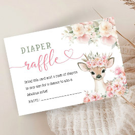Oh Deer Baby Shower Pink Diaper Raffle  Informatiekaartje