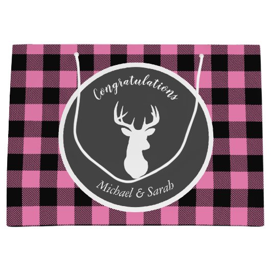 Oh Deer Baby shower Pink Groot Cadeauzakje (Voorkant)
