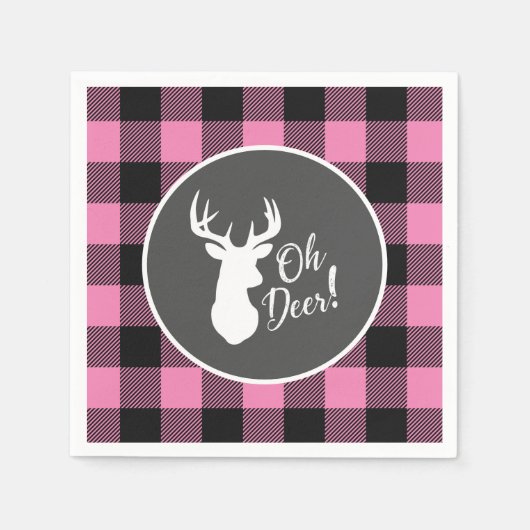 Oh Deer Baby shower Pink Servet (Voorkant)