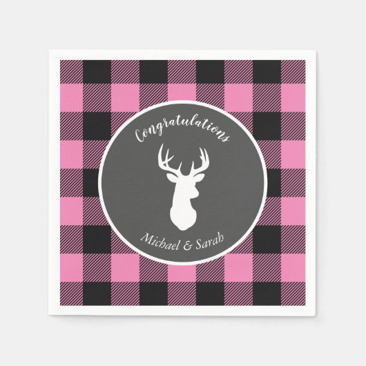 Oh Deer Baby shower Pink Servet (Voorkant)