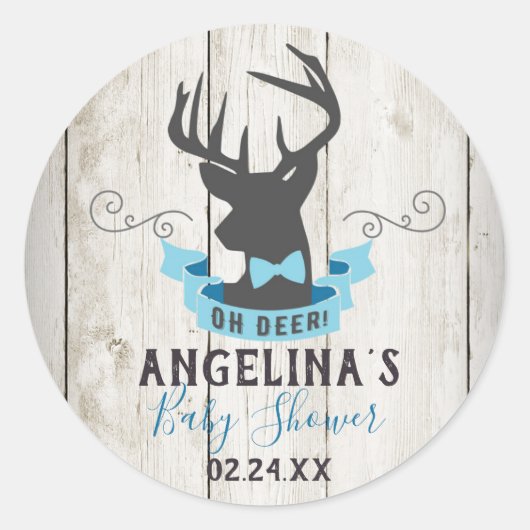Oh Deer Baby shower Stickers Favor Tag (Voorkant)