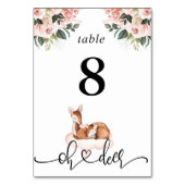 Oh Deer Baby shower Table Numbers Kaart (Achterkant)