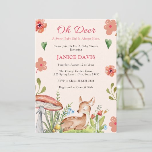 Oh Deer Baby Shower-uitvindingen Kaart (Staand voorkant)