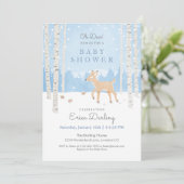Oh Deer! Baby shower van bossen | zacht blauw Programmakaart (Staand voorkant)