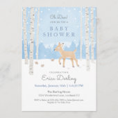 Oh Deer! Baby shower van bossen | zacht blauw Programmakaart (Voorkant)