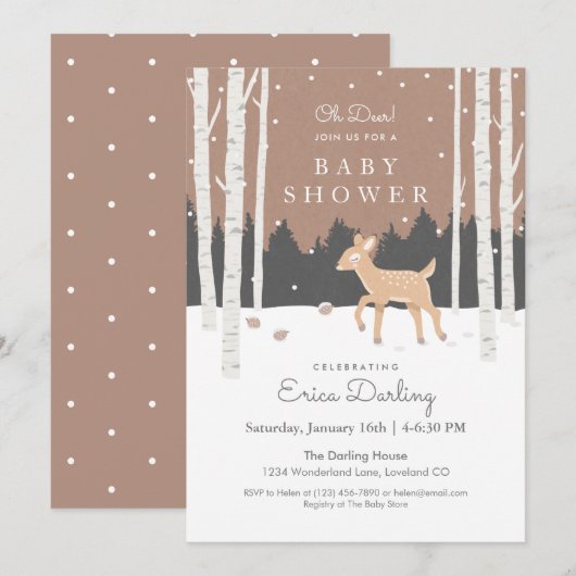 Oh Deer! Baby shower van bossen | zacht bruin Programmakaart (Voorkant / Achterkant)