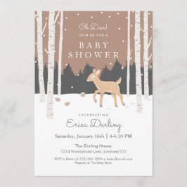Oh Deer! Baby shower van bossen | zacht bruin Programmakaart