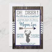 OH Deer. Baby shower van de kleine Buck Navy Gray  Kaart (Voorkant)
