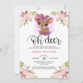 Oh Deer Baby shower Waterverf Botanische Floral Kaart (Voorkant)
