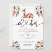 Oh Deer Baby shower Waterverf Botanische Floral Kaart (Voorkant)