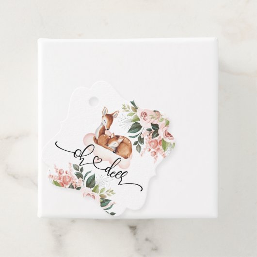 Oh Deer Baby shower Waterverf Floral Bedankjes Labels (In situ)