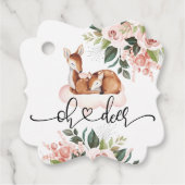 Oh Deer Baby shower Waterverf Floral Bedankjes Labels (Voorkant)