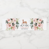 Oh Deer Baby shower Waterverf Roze Floral Waterfles Etiket (Enkel label)