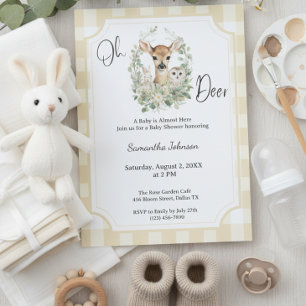 Oh Deer Baby Shower • Woodland Neutral Theme Kaart