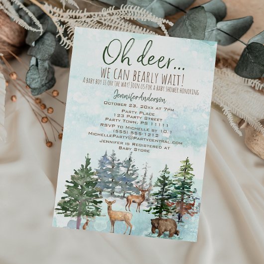 Oh Deer Barly Wait Forest Boy Country Baby shower Kaart