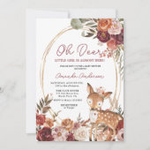 Oh Deer Beige Marsala Baby shower uitnodiging (Voorkant)