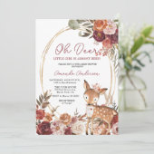 Oh Deer Beige Marsala Baby shower uitnodiging (Staand voorkant)