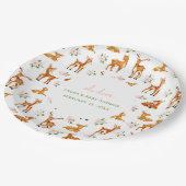 Oh Deer Bloemen Baby shower Papieren Bordje (Gekanteld)