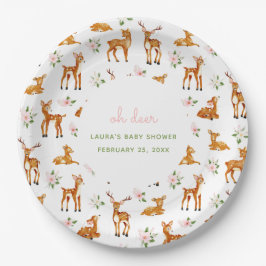 Oh Deer Bloemen Baby shower Papieren Bordje