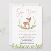 Oh Deer Bloemen Baby shower uitnodigen Kaart (Voorkant)