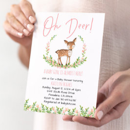 Oh Deer Bloemen Baby shower uitnodigen Kaart