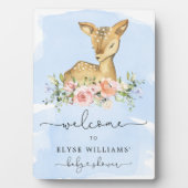 Oh Deer Blue Baby shower Welkomstbord Fotoplaat (voorkant)