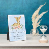 Oh Deer Blue Baby shower Welkomstbord Fotoplaat (Zijkant)