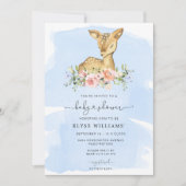 Oh Deer Blue Boy Baby shower nodiging Kaart (Voorkant)
