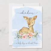 Oh Deer Blue Boy Baby shower nodiging Kaart (Achterkant)