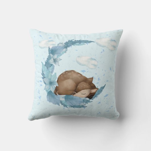 Oh, Deer & Blue Clouds Dust Baby Nursery Kussen (Achterkant)