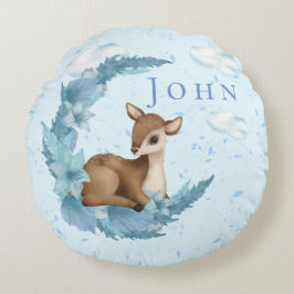 Oh, Deer & Blue Clouds Dust Baby Nursery Throw Rond Kussen
