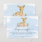 Oh Deer Blue Diaper Raffle Ticket Enclosure Kaart (Voorkant / Achterkant)