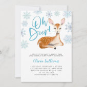 Oh Deer Blue Winter Baby shower Kaart (Voorkant)