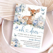 Oh Deer Boy Baby Shower Dusty Blue Invitation Kaart