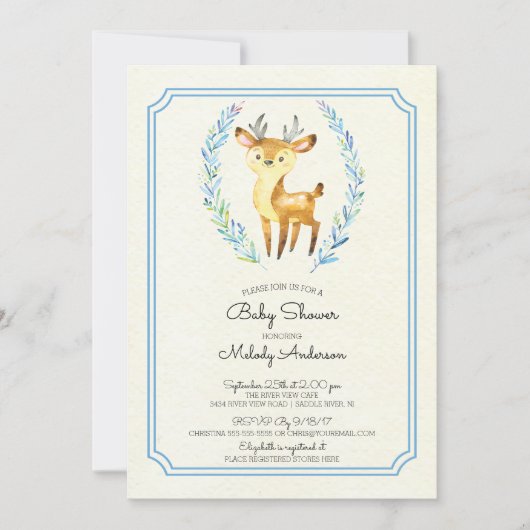 Oh Deer Boys Baby shower Baby Uitnodiging (Voorkant)