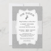 OH DEER Buck Baby shower, roestgrijs wit Kaart (Voorkant)