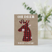 Oh Deer Buffalo Pset Snowflake Burlap Kerstmis Feestdagenkaart (Staand voorkant)