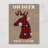 Oh Deer Buffalo Pset Snowflake Burlap Kerstmis Feestdagenkaart (Voorkant)