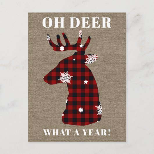 Oh Deer Buffalo Pset Snowflake Burlap Kerstmis Feestdagenkaart (Voorkant)