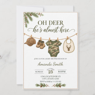 Oh Deer Camo Waslijn Jongen Baby Borrel Kaart