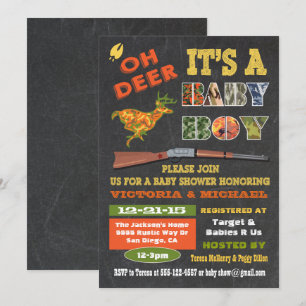 Oh Deer Chalkboard Camo Baby shower Uitnodiging