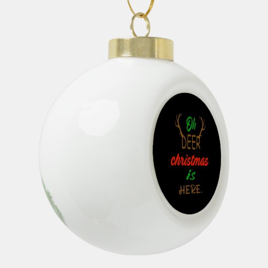 Oh Deer Christmas Celebration Holiday Design Keramische Bal Ornament (Links)